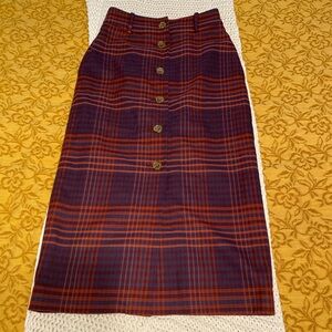 Aritzia Wilfred Red and Blue Plaid Skirt